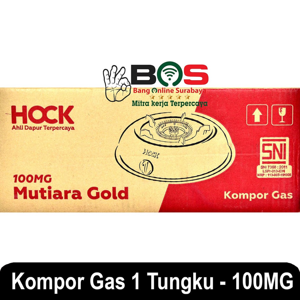 Kompor Gas LPG Hock 1 Tungku Stainless Steel Mutiara Gold 100 MG 100MG