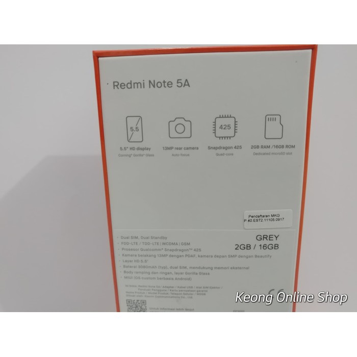 Xiaomi Redmi Note 5A  Lte  Dijamin Garansi Resmi Tam,Baru Dan Bersegel - Abu -Abu Tua