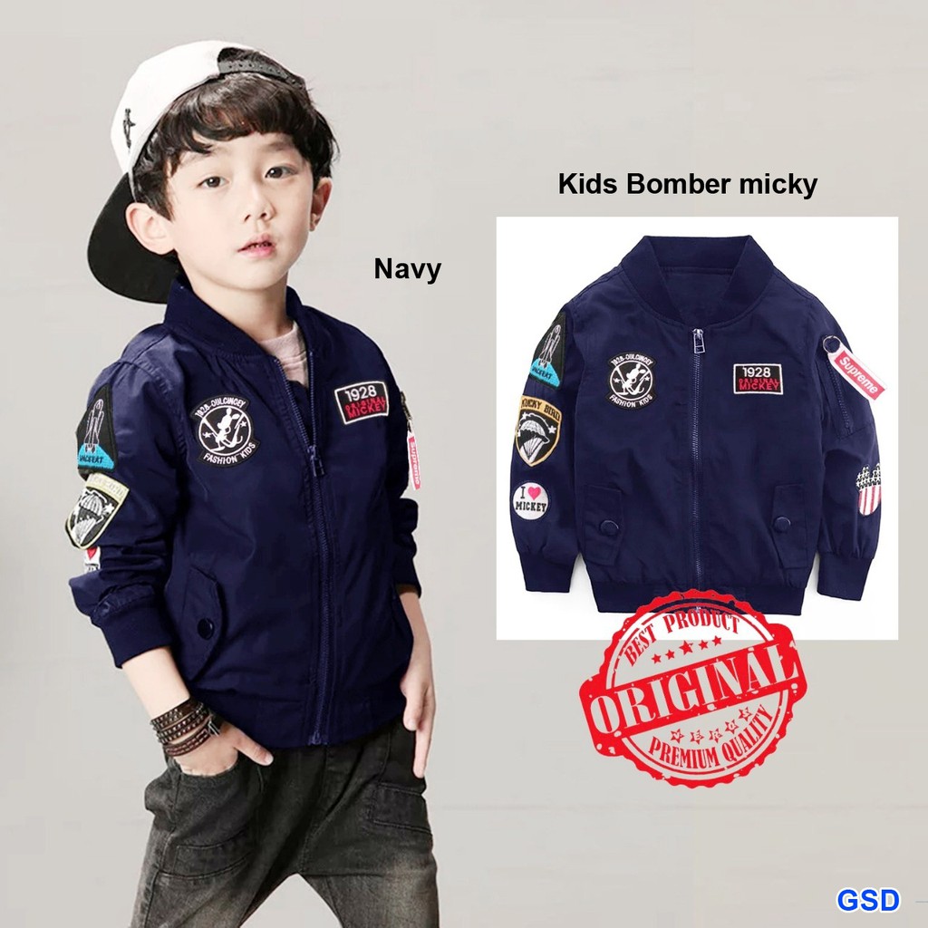 Bomber kids mickey/jaket bomber anak cowok 4-6thn/Sweater Bomber Anak Termurah/Jaket Sleting Premium