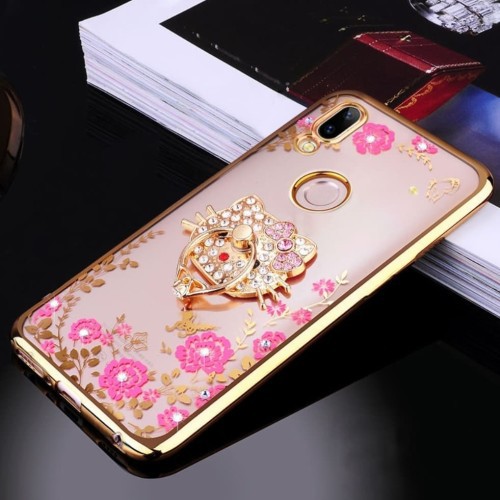 CASE FLOWER DIAMOND + RING HOLDER CASE HP Samsung,Oppo,Vivo,Xiaomi,Iphone Case Termurah