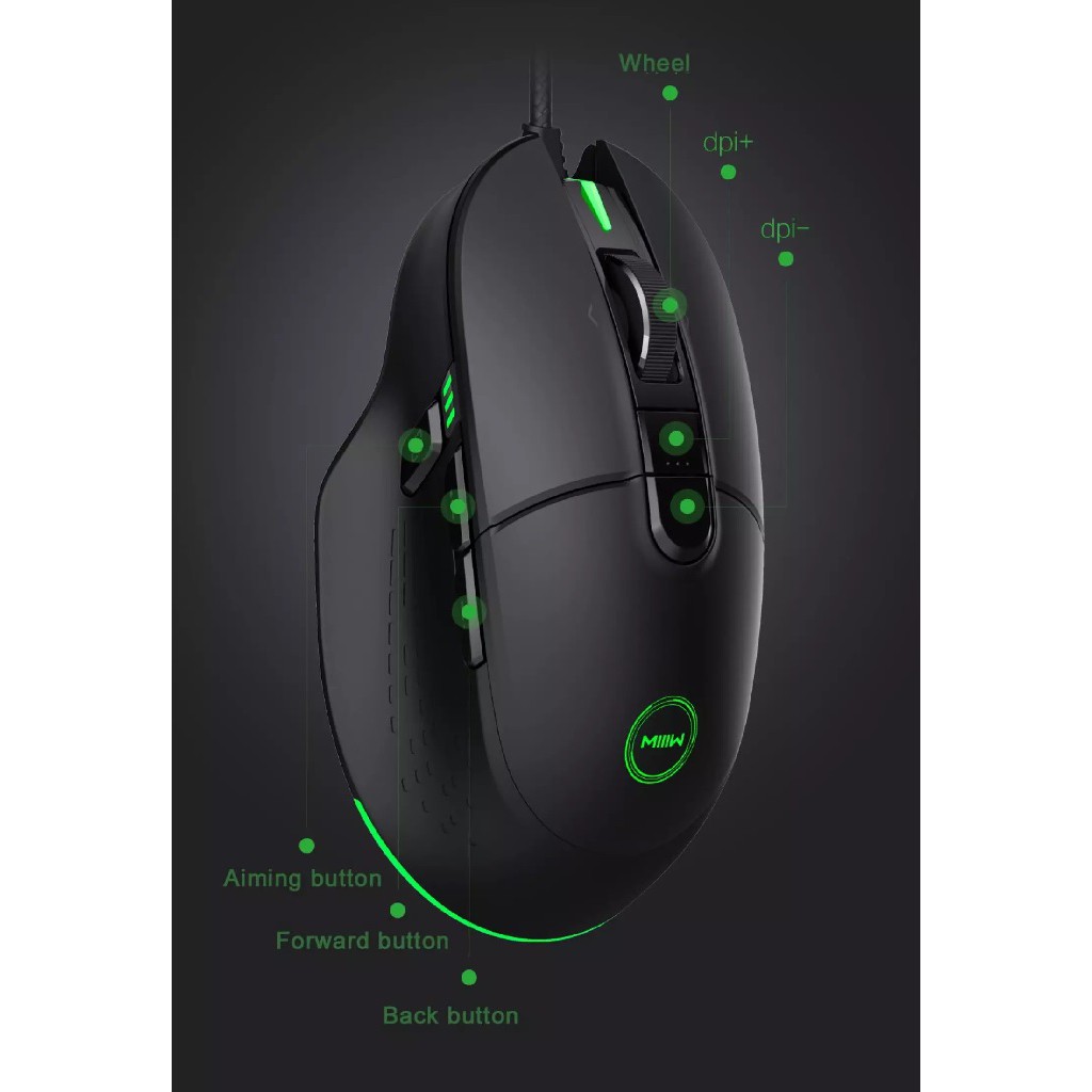 AKN88 - MIIIW 700G MWGM01 - Wired Mouse Gaming 7200DPI 6 Button RGB Colourful