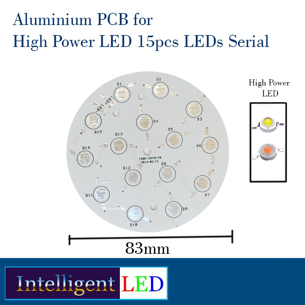 Aluminium PCB for 15 Serial High Power LED Round 83 mm