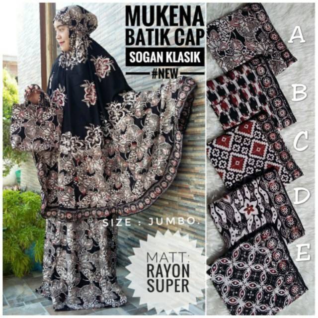Telekung Batik Cap Pekalongan Mukena SOGAN Klasik Hitam