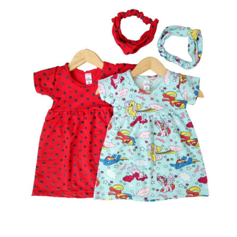 SONIA dress baby 3-24bulan dress bayi free bandana