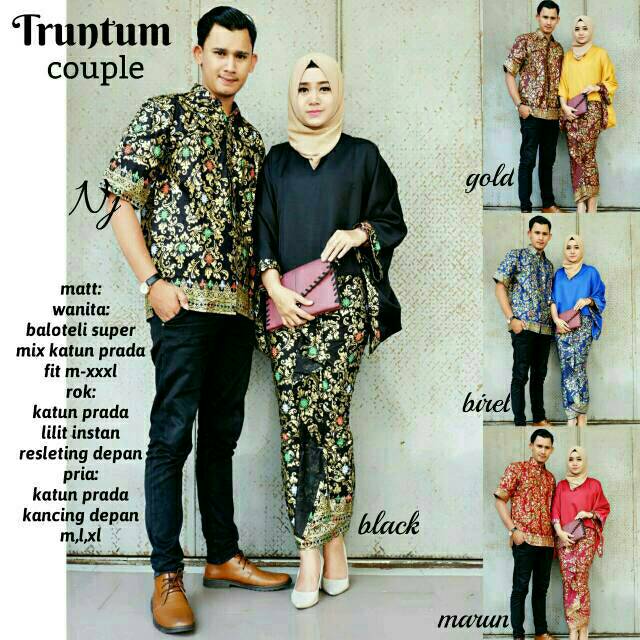 Setelan Batik Couple Truntum Couple kebaya modern atasan jumbo Rok lilit  setelan atasan wanita