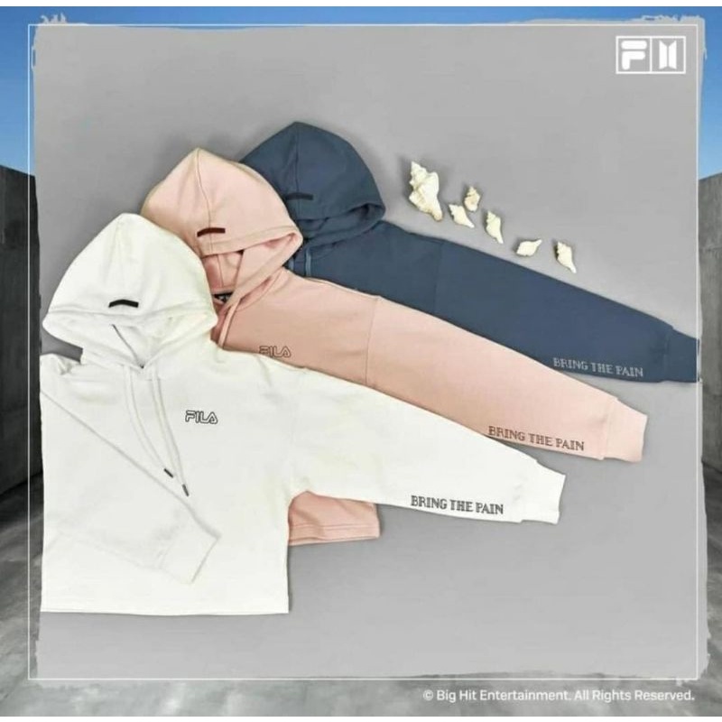 Ready stock unofficial bts  hoodie crop fila bring the pain