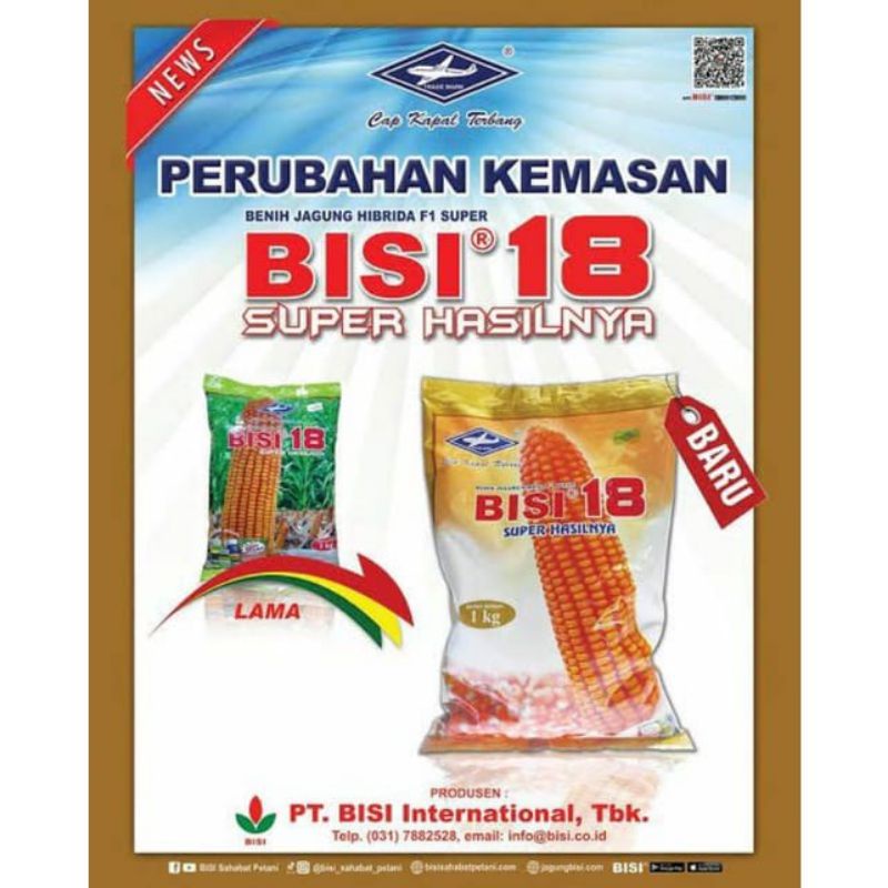 BIBIT jagung hibrida bisi 18 kapal terbang 1kg