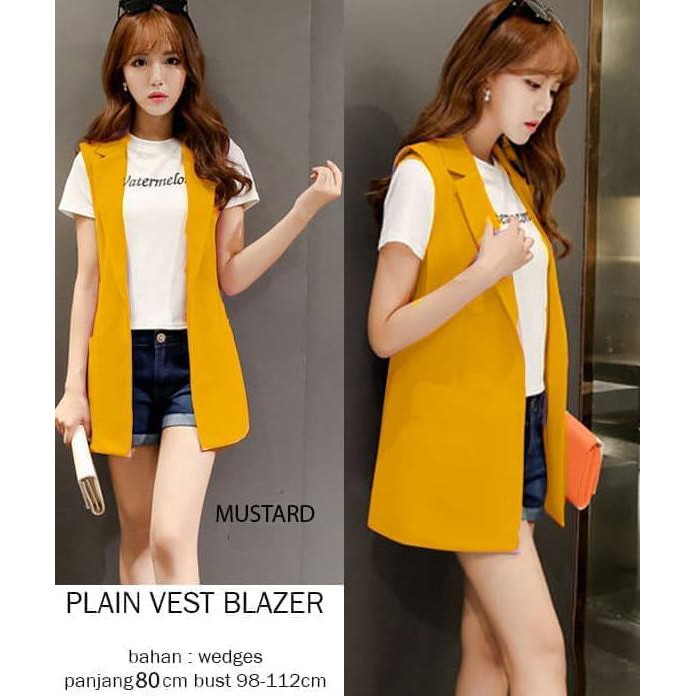 Baju Blazer | Baju Kerja Wanita Korea Panjang Hitam Rompi Wanita