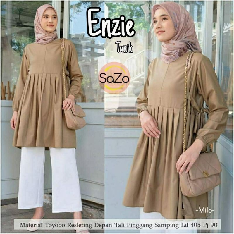 Tunik Polos Rempel Bawah ENZIE TUNIK By Sazo