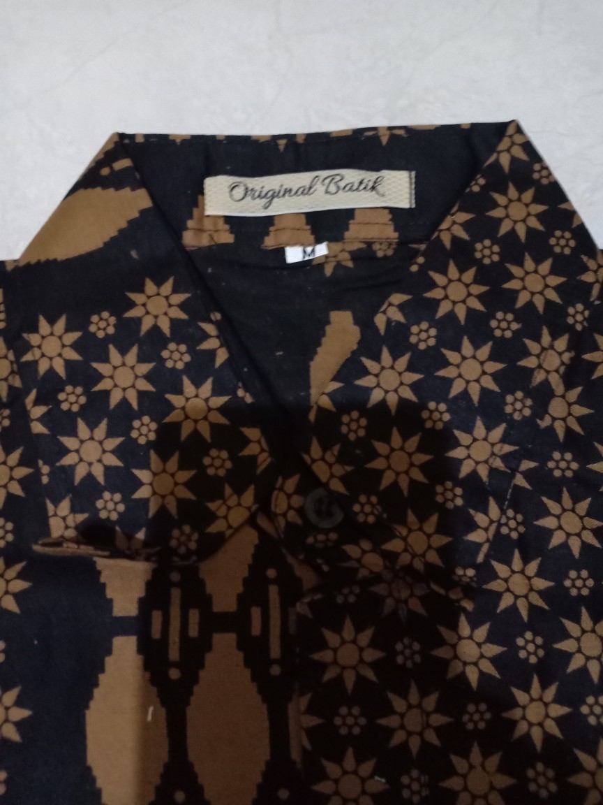 Batik Pria Motif Hem Lawasan Coklat M L Xl (original) Katun Tidak Cod Murah Solo Ori,