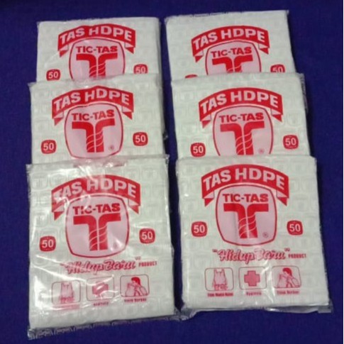 SANGAT MURAH!!! Kantong Plastik Kresek TIC-TAS HDPE Putih Ukuran 15 - kecil (50 Pcs)