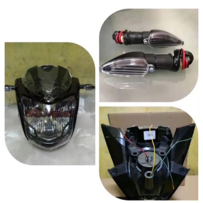 Batok Kepala Vixion New Hitam 2013 2014 Plus Lampu Reflektor Plus Lampu Sen Kir Kanan