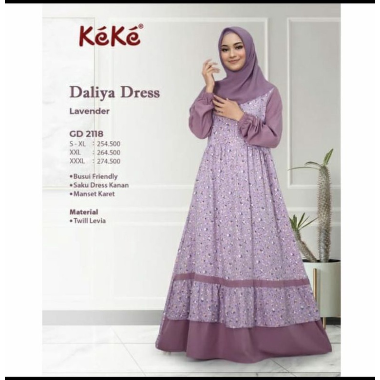 gamis keke daliya dress lavender terbaru