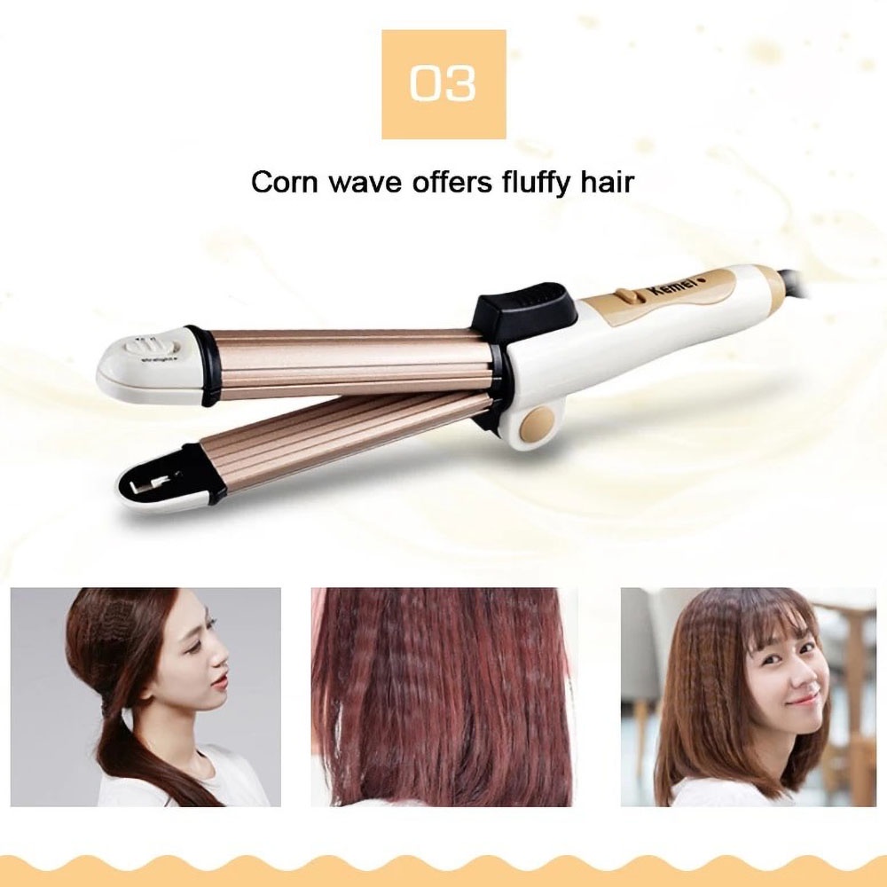 Kemei KM-8851 Multifunction 3in1 Catok Rambut Lipat Hair Iron