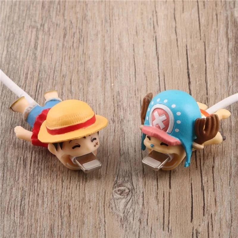 1pc Cover Pelindung Kabel Data USB Bahan Silikon Motif Kartun Anime ONE PIECE