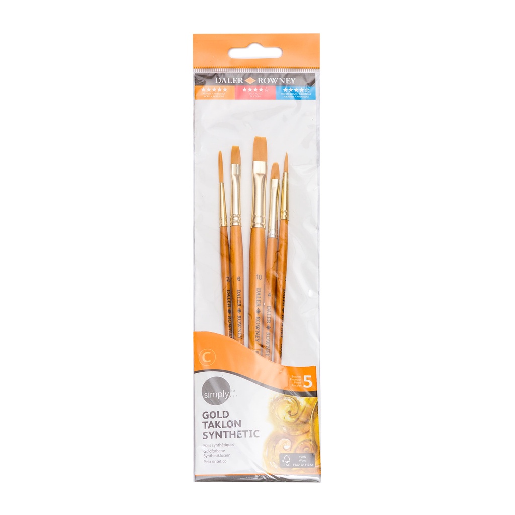 

Daler Rowney Simply Acrylic Gold Taklon SH Brush Set 5pcs #2