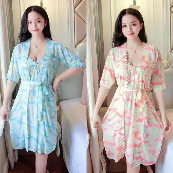 Terlarisseller# Baju Kimono Tidur Bajutidur Wanita 285 Murah Halus Panjang Lingerie