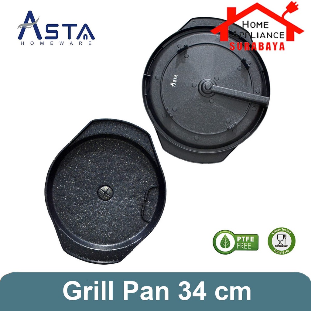 Bulgogi Pan - Grill Panggangan BBQ Marble Bulat 34 CM Tanpa Tutup Kaca Asta Koki Pan ASKP 03