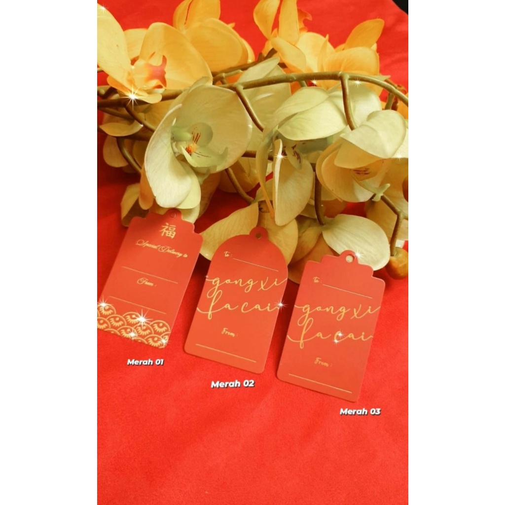 

HANG TAG GONG XI FA CAI KARTU GANTUNGAN TAG SINCIA IMLEK PARCEL HAMPERS DEKORASI CNY CHINESE NEW YEAR MERAH