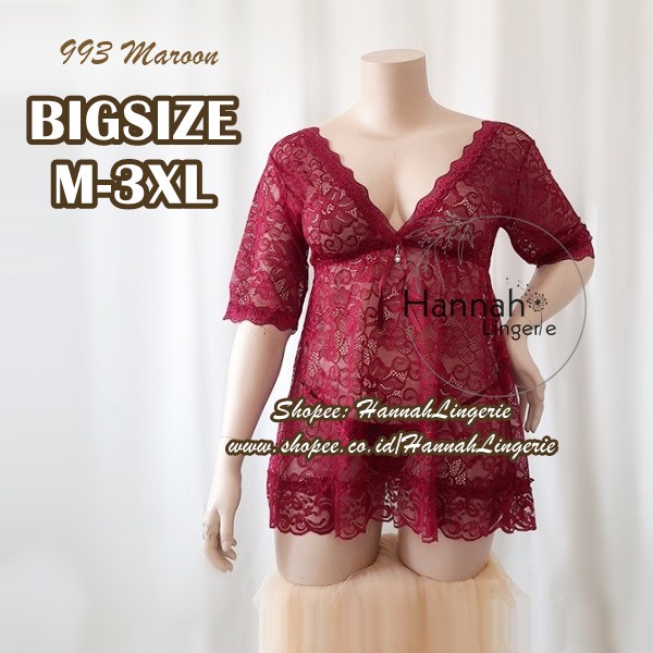 M L XL XXL XXL Premium Hannah Lingerie Original, Baju Tidur Seksi Transparan Lingerie BigSize 993 LS