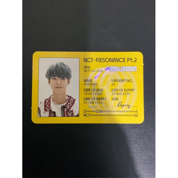Official NCT Resonance Pt 2 Departure Id Card Doyoung pc