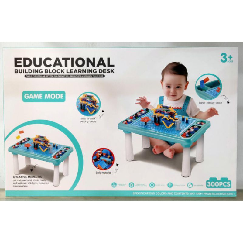Mainan anak meja lego educational building block learning desk