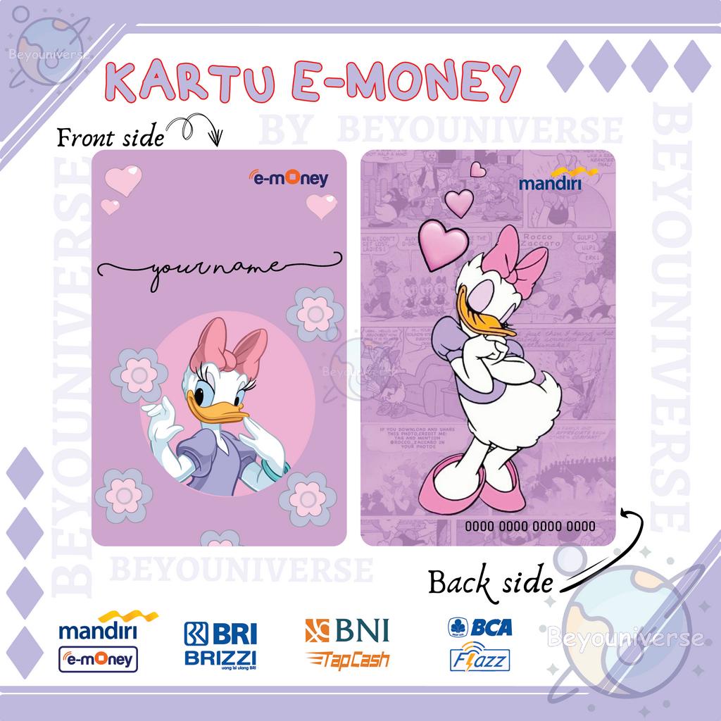 Emoney Etoll Flazz Custom Daisy Donald Bebek Desy Lilac Purple Cute Nama Kartu Mandiri E-money E-tol
