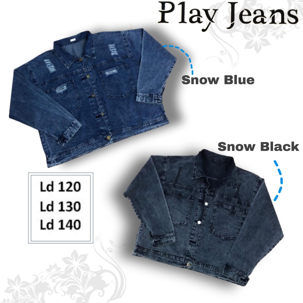 Jaket Jeans Ripped Jumbo Bigsize PRIA WANITA/Jaket Jeans  Snow Oversize  Unisex [ld120,130,140]