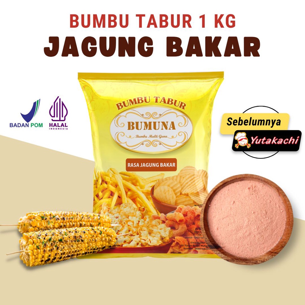 Bumbu Tabur Rasa Jagung Bakar 1Kg Bumuna/ Premium Bubuk Tabur Bumbu Keripik Kentang Lidi Ayam Makaroni Jamur Tahu Penyedap Aneka Rasa (Balado, BBQ, Sapi Panggang, Keju, Dsb)