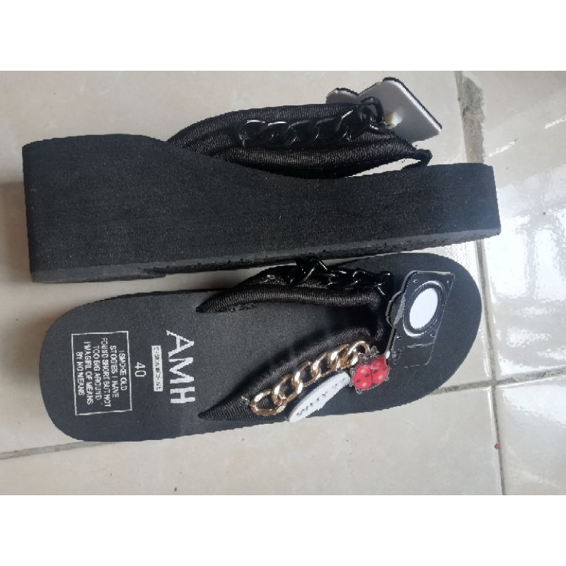 Sandal Hak tinggi ukuran 40 cm warna hitam