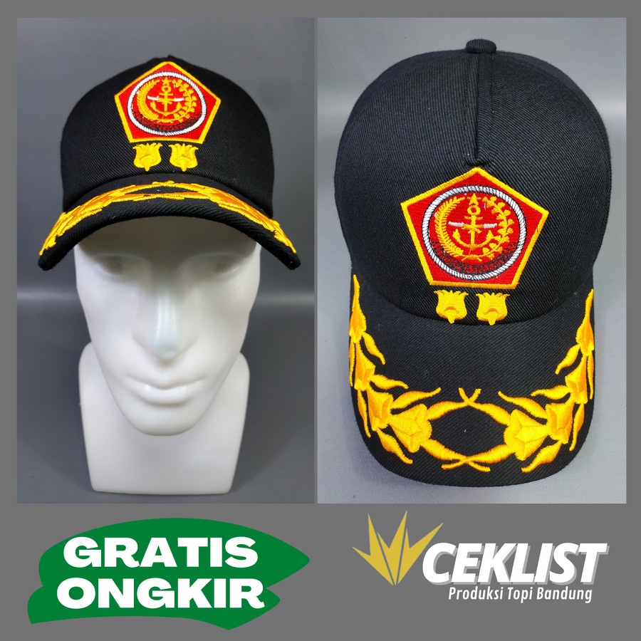 TOPI MABES TNI AD RAPHAEL WARNA HITAM PAMEN MELATI DUA