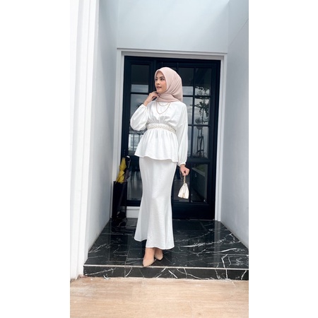 Ounadoutfit Kylie set | setelan rok muslim - outfit kondangan muslimah | setelan wanita mewah | oneset cringkle | setelan airflow adem | baju kondangan wanita