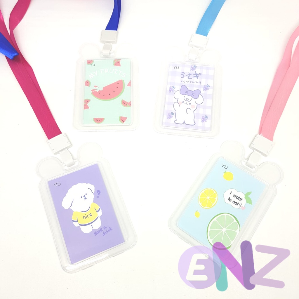 ENZ ® ID Card Holder Gantungan Kartu nama / Name Tag / Tali Id Card Nama / Gantungan Kartu Akses Kartu Kerja Dengan Tali Strap 2cm 1230