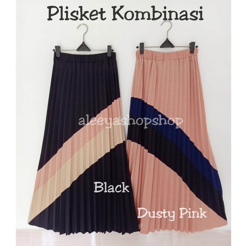 Rok Plisket Premium Kombinasi Moscrepe ( Varona Combi Skirt )