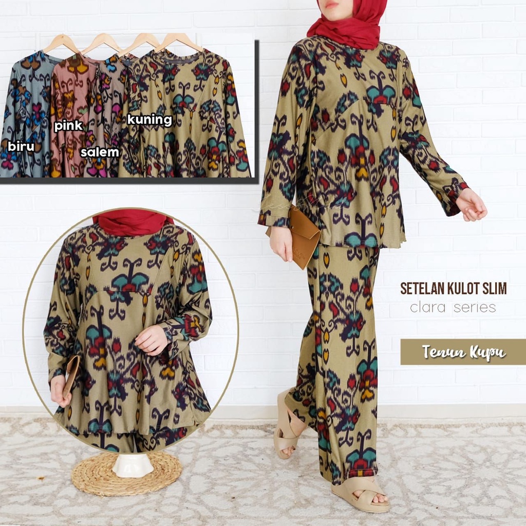 Setelan Kulot Clara Motif Etnik Denim Calvin Jeans