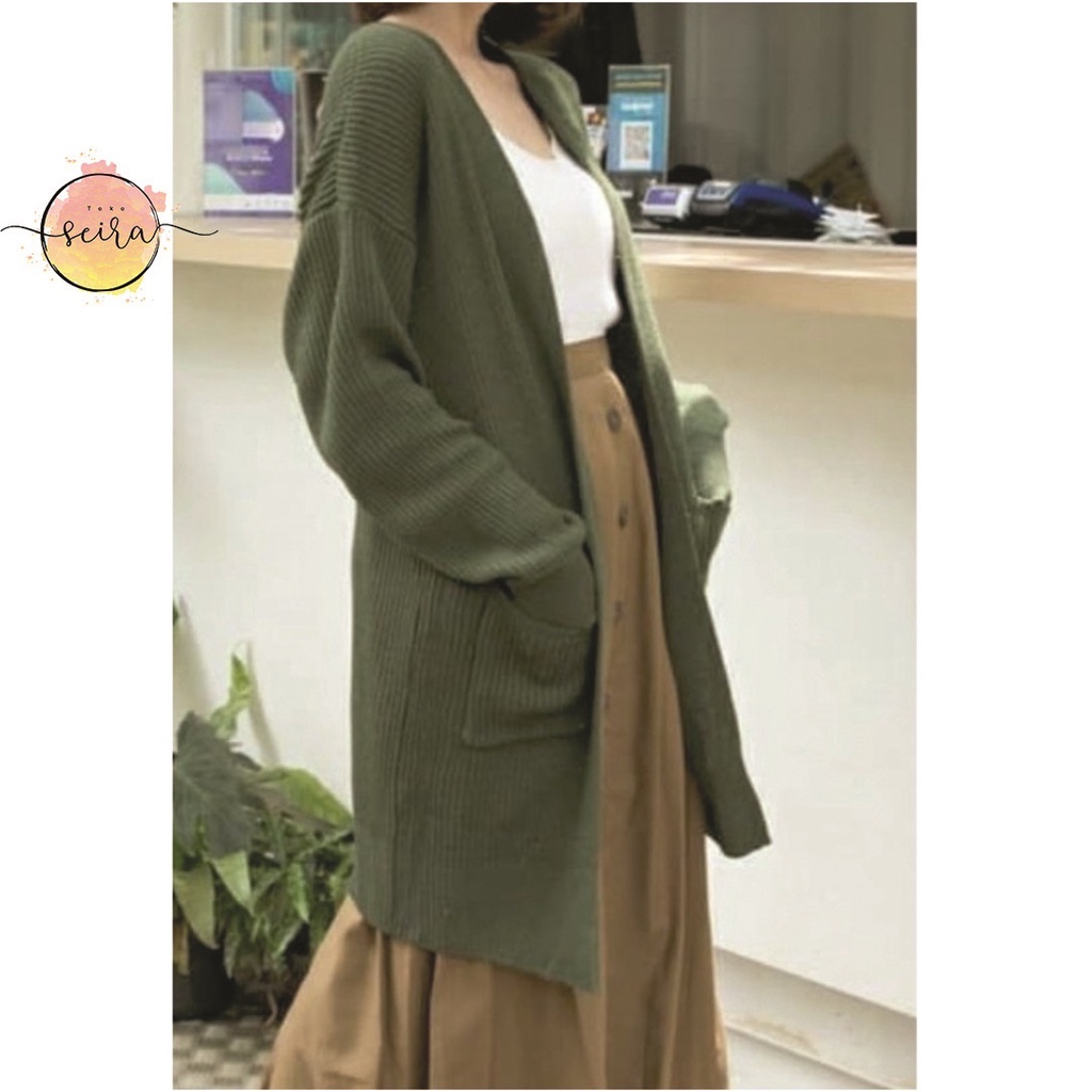 [BISA COD] Long Cardi / Long Cardy Belle / Long Cardigan Rajut Wanita Halus