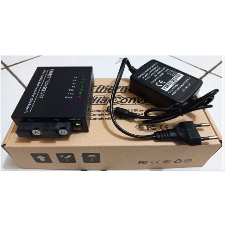 MEDIA CONVERTER 10/100 SWITCH 2 FIBER SC A dan B 4 RH45 TRANSCEIVER