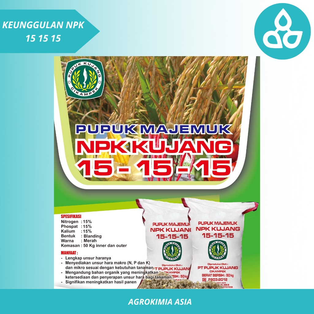 Pupuk NPK 15 15 15 - Pupuk NPK Kujang Repack 1 Kg - Pupuk Padi