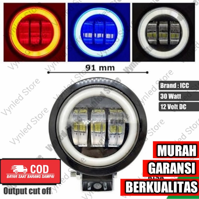 Led lampu sorot keren motor mobil 3 cincin bulat 12 24 volt