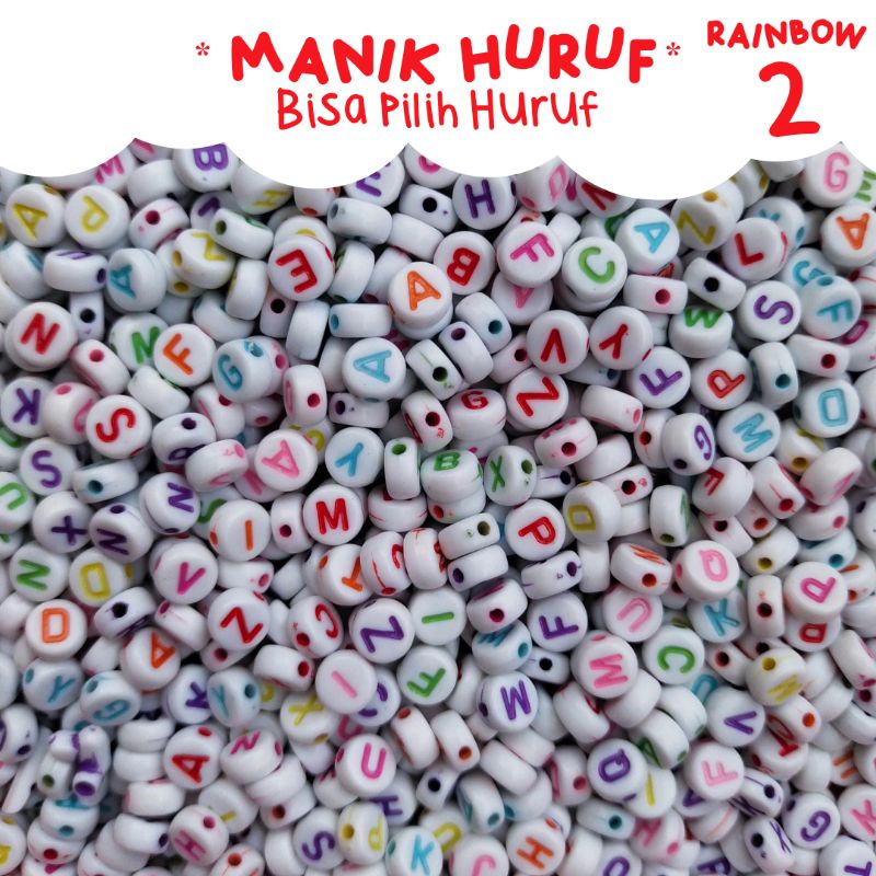 Manik Putih Huruf Rainbow 2