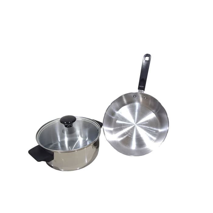 MASPION Panda Fit B Set Wajan Penggorengan Dutch Oven 18cm + Frypan 20cm Stainless