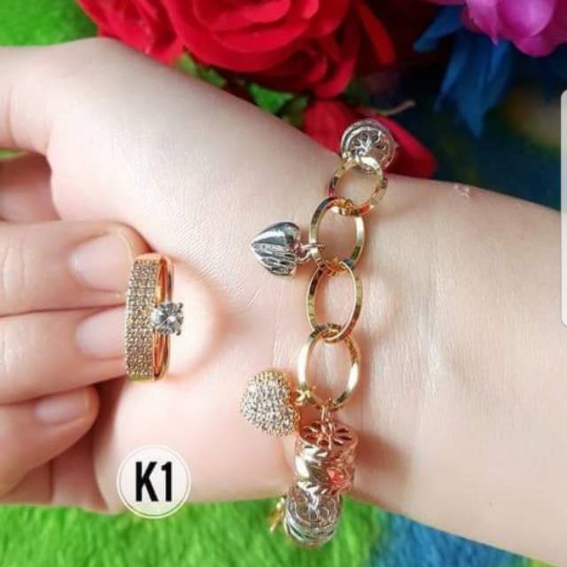 Xuping gelang cincin lapis emas