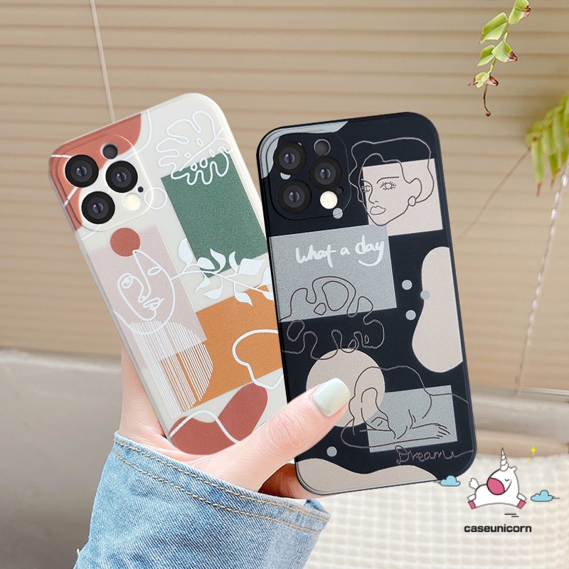 Casing Tepi Lurus Infinix Smart 46 5 Plus Hot11 8 20s 11s 9 20 12i 10s 10t 12 10Lite Hot 11 12 10 9 Main 12pro Note 12 G96 8 11 12 2023 Wajah Art Line Anti Jatuh Case Gaya Frosty