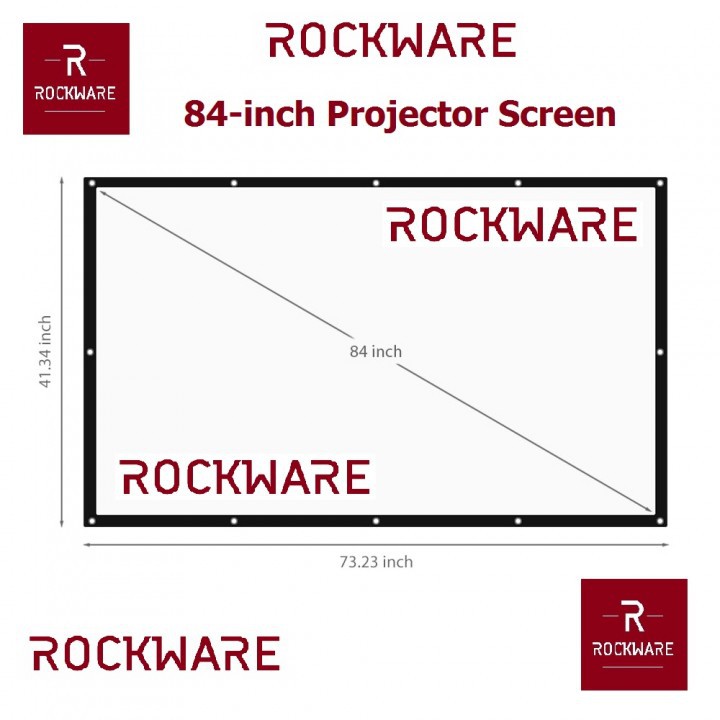 ROCKWARE 84-inch Soft Fabric Portable Foldable Projection Screen