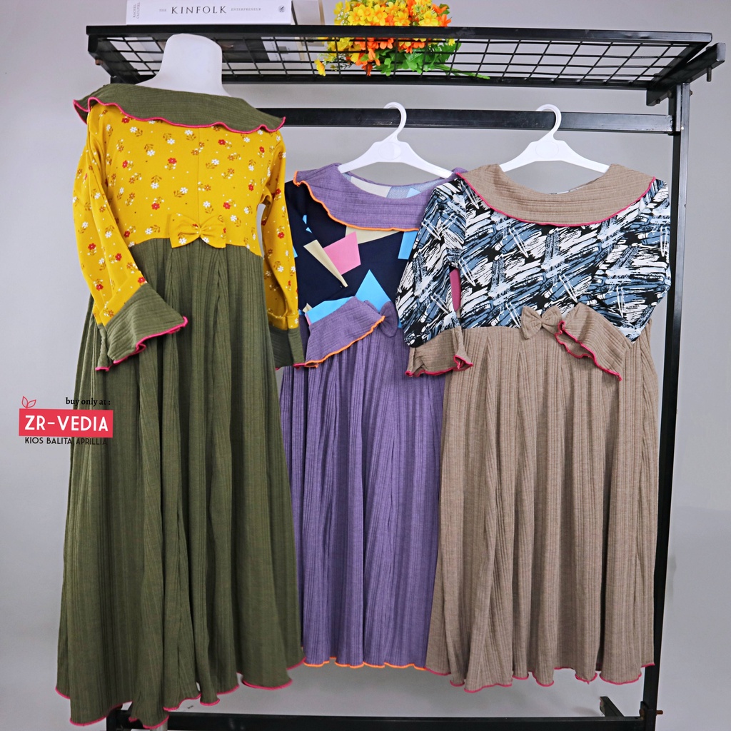 Long Dress Jessika uk 8-9 Tahun [EXPORT] Baju Anak Perempuan Panjang Dres Ngaji Murah Gamis Muslim