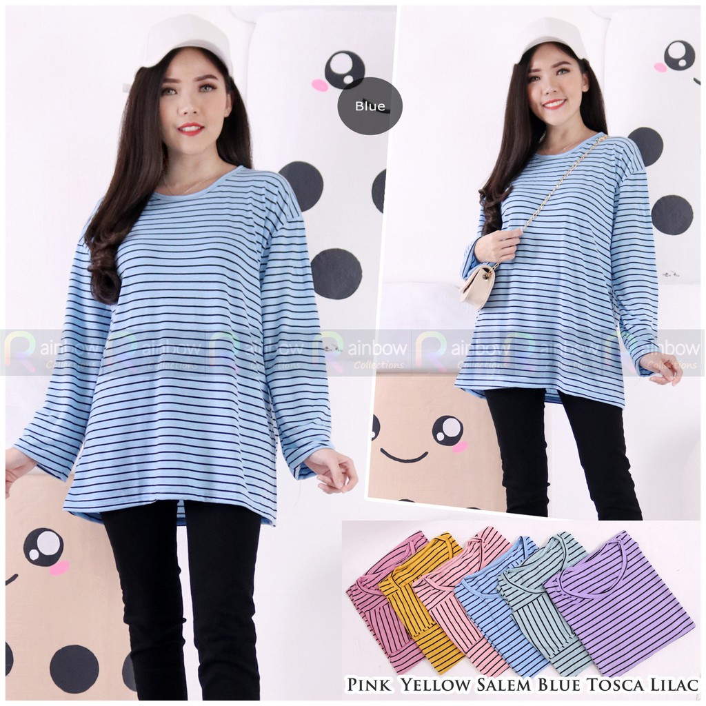 Atasan Wanita Stevia Top /Stevy / Stevi / Kaos Salur Warna / Ukuran JUMBO XXL/ BIG SIZE SW 18