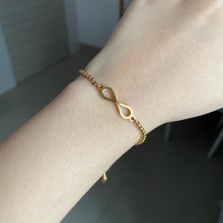 Gelang Infinity Aksesoris Titanium Korea Cocok Hadiah GK038 gold &amp; silver cocok hadiah