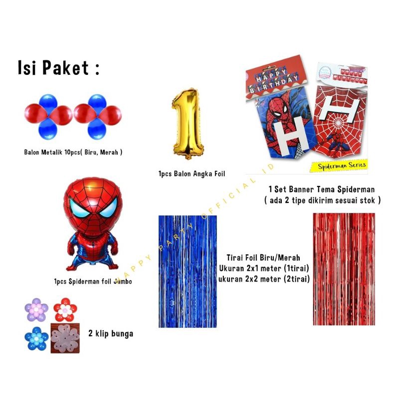 PAKET SET DEKORASI ULANG TAHUN ANAK SPIDERMAN