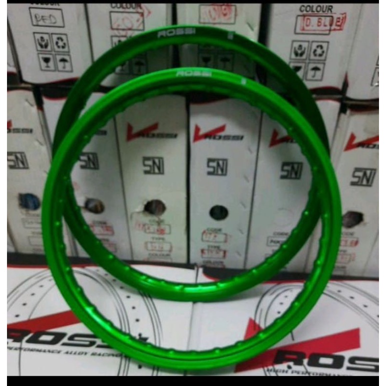 1 SET PELAK PELEK V ROSSI RING 17×140/140 HIJAU/FORESTGREEN. VELG PELEK RING 17×140 V ROSSI HIJAU/FO