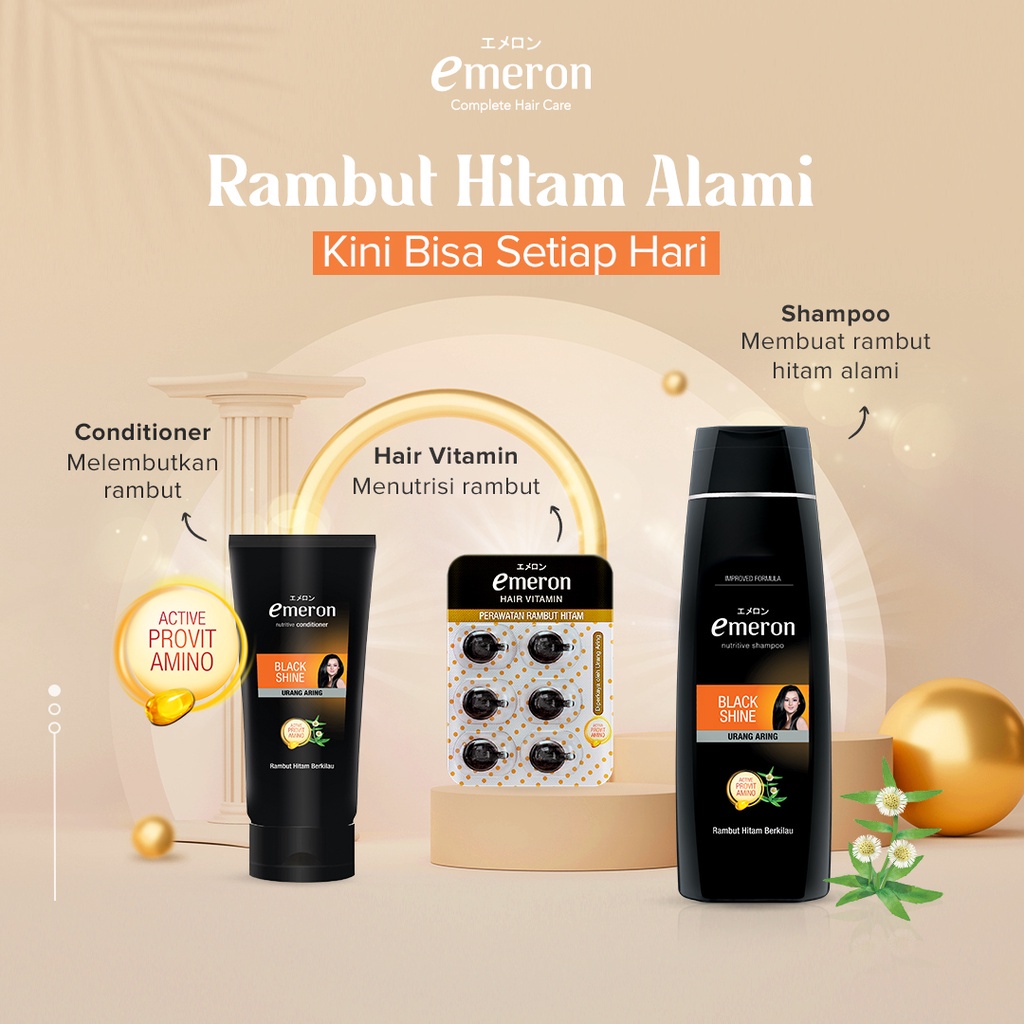 EMERON Shampoo  URANG ARING  Botol 340ML   BLACK SHINE